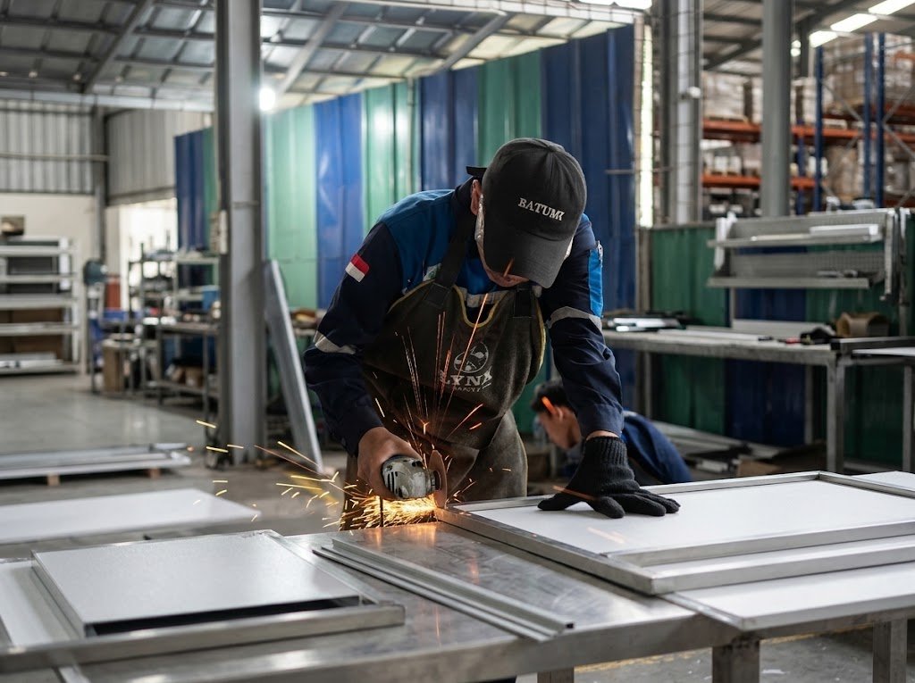 Bending dan Pembentukan Manual Pelat Kabinet Lemari Laboratorium LabPro