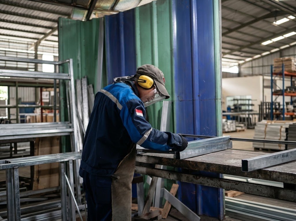 Preparasi Pelat Komponen Lemari Asam dan Modul Kerja LabPro